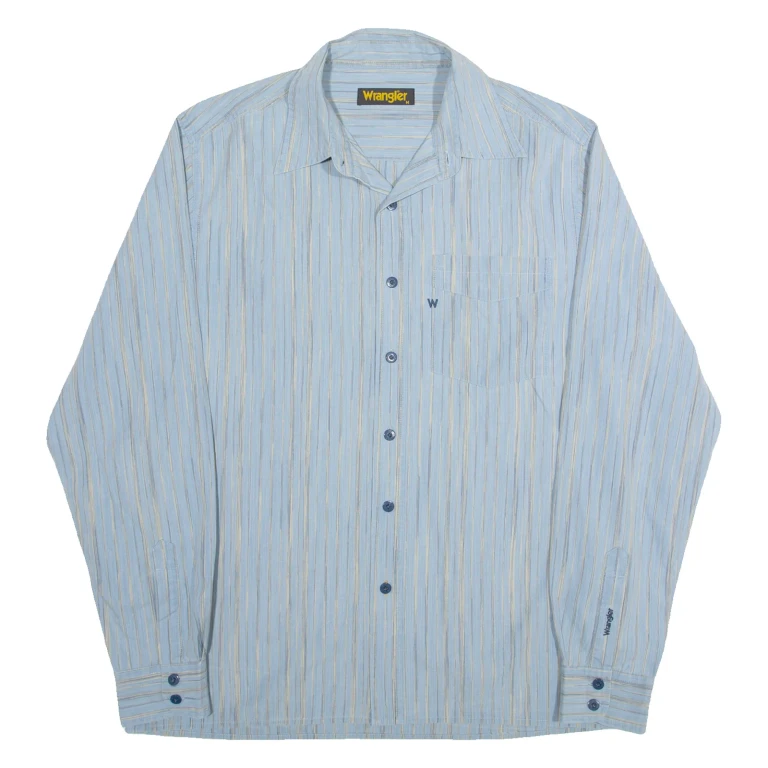 WRANGLER Mens Shirt Blue Striped Long Sleeve M
