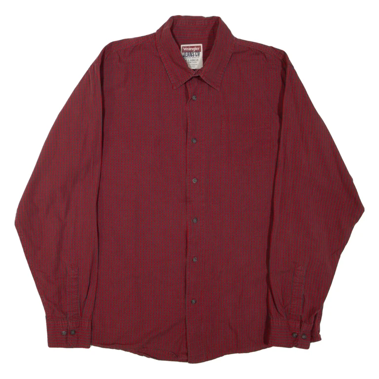 WRANGLER Mens Shirt Red Check Long Sleeve XL