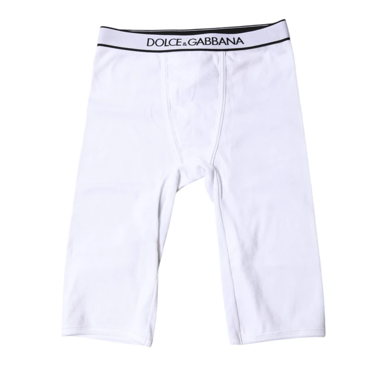 Dolce & Gabbana White Logo Cotton Cropped Tights Underwear Elastane Clothing - Women