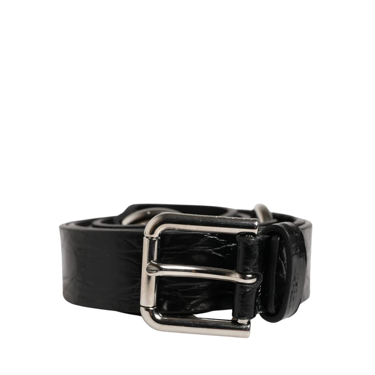 Dolce & Gabbana Black Exotic Leather Silver Metal Buckle Belt Eel Caiman Moluro Python - Women