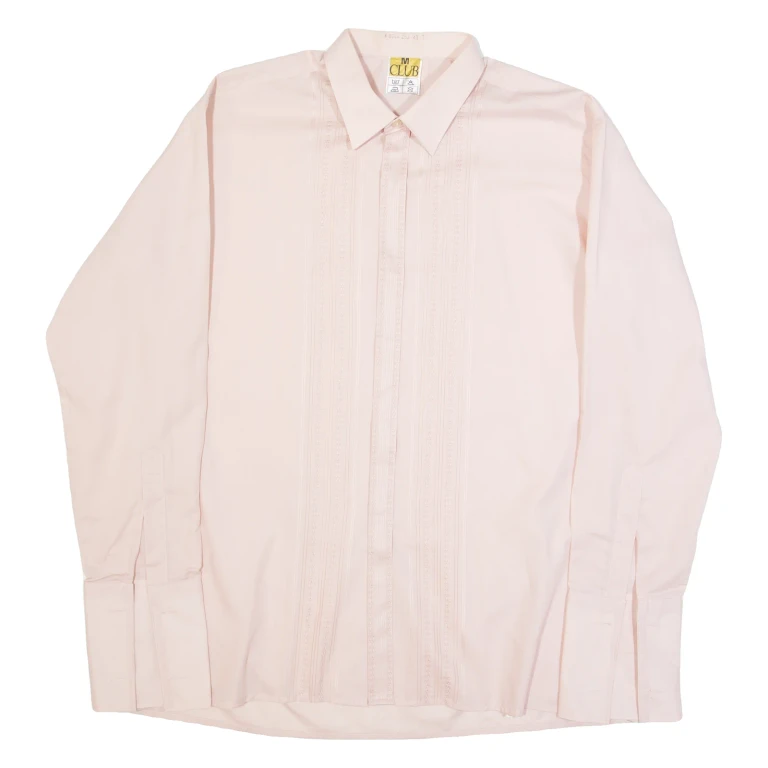 M CLUB Mens Formal Shirt Pink 90s Long Sleeve L