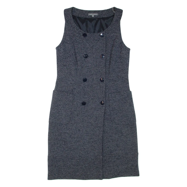 LAURA ASHLEY Womens Jacket Dress Grey Sleeveless Knee Length UK 12