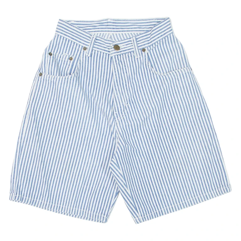 REAL CLOTHES Womens Denim Shorts Blue 90s Pinstripe XXS W22