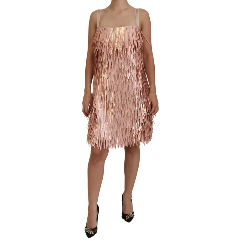Dolce & Gabbana Pink Tinsel Sleeveless Shift A-Line Dress Nylon - Women