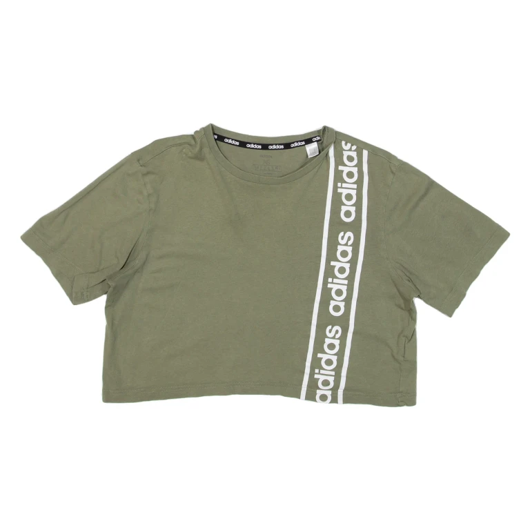 ADIDAS Cropped Womens T-Shirt Green XS
