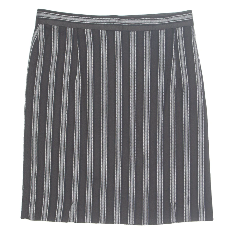 SAMIRA Womens Pencil Skirt Black Knee Length 90s Striped M