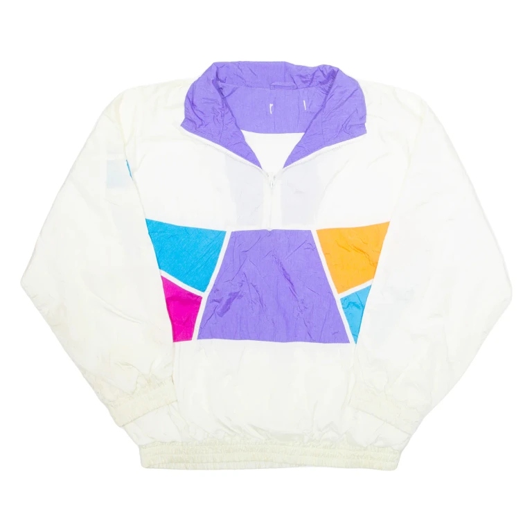 Mens Pullover Jacket White Nylon XL