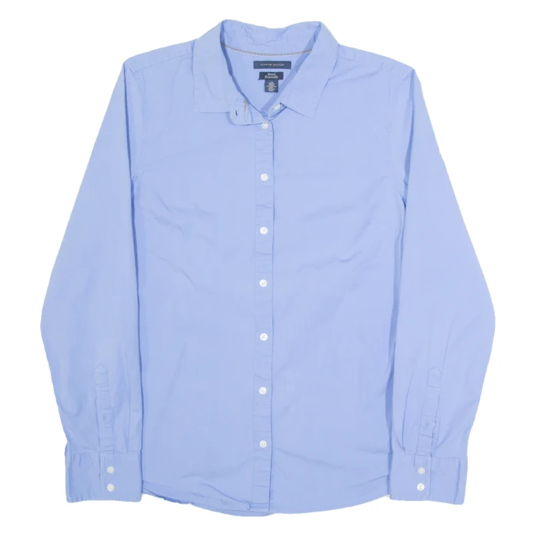 TOMMY HILFIGER Womens Plain Shirt Blue Long Sleeve L