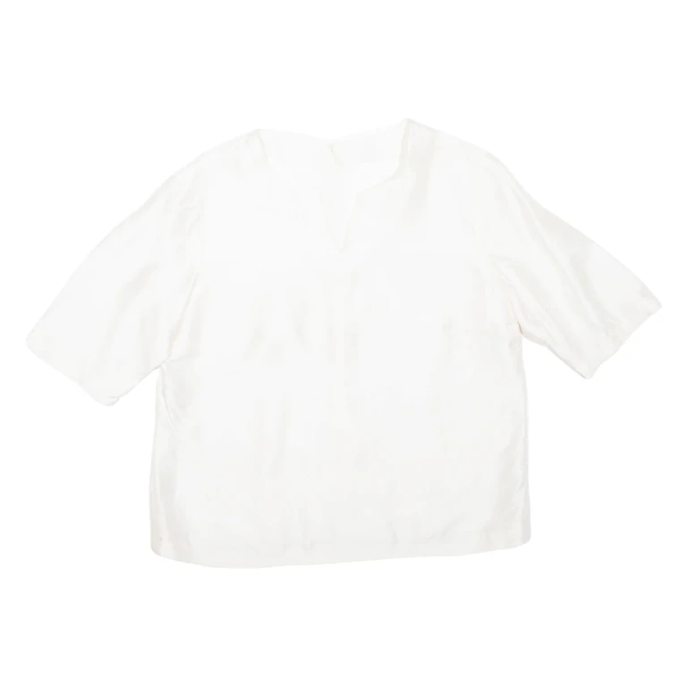 Womens Cropped Top Cream V-Neck M