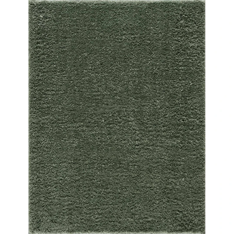 Faina Solid Green Shag Washable Area Rug - Clearance
