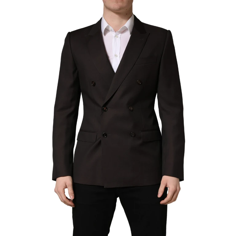 Dolce & Gabbana Dark Violet Wool Double Breasted Suit Jacket Silk Virgin - Men