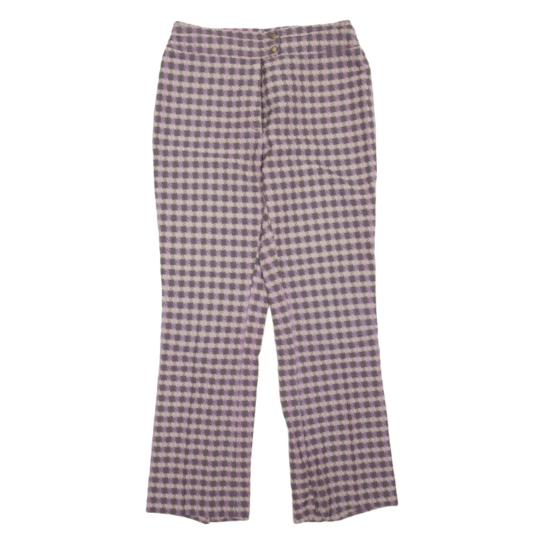 Patterned Womens Trousers Purple Regular Bootcut W30 L30