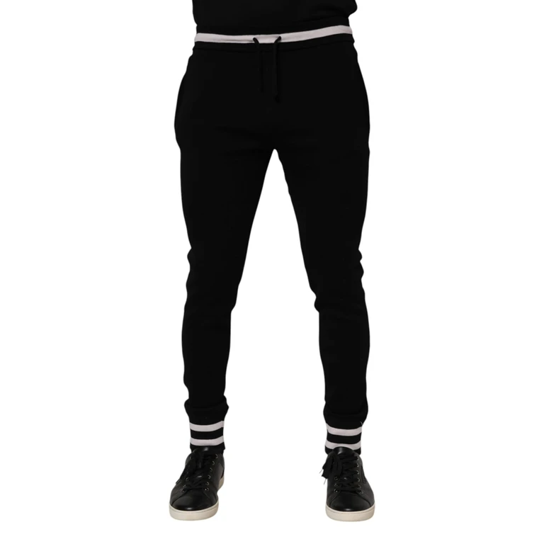 Dolce & Gabbana Black Cotton Men Jogger Sweatpants Pants Elastane - Men