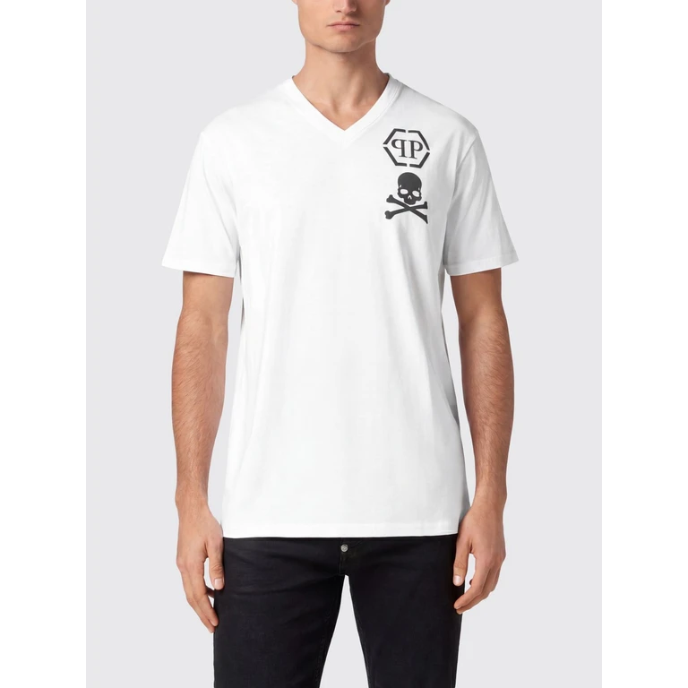 V-Neck Cotton T-Shirt with Monogram Logo (LADCMTK8569PJY002N01)