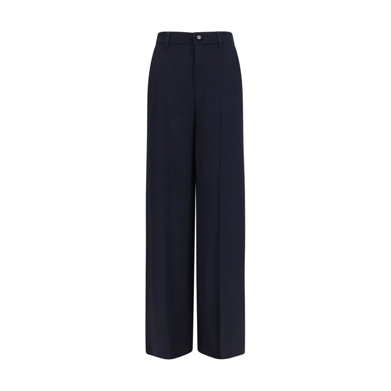 Blue Viscose Casual Pants - Women