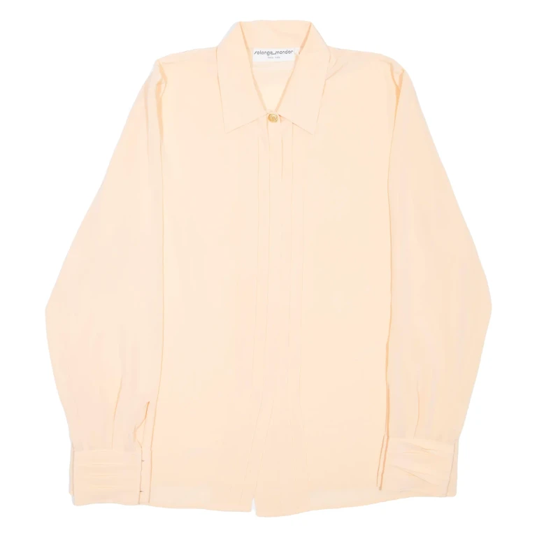 Womens Blouse Pink Collared Long Sleeve L