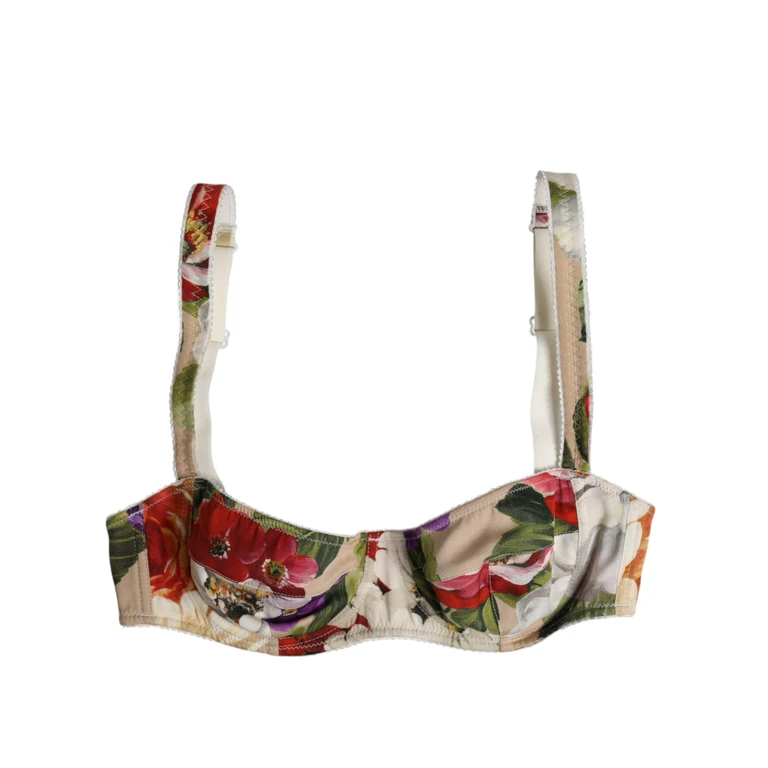 Beige Floral Balconcino Underwired Bra Underwear Silk Elastane Clothing - Women