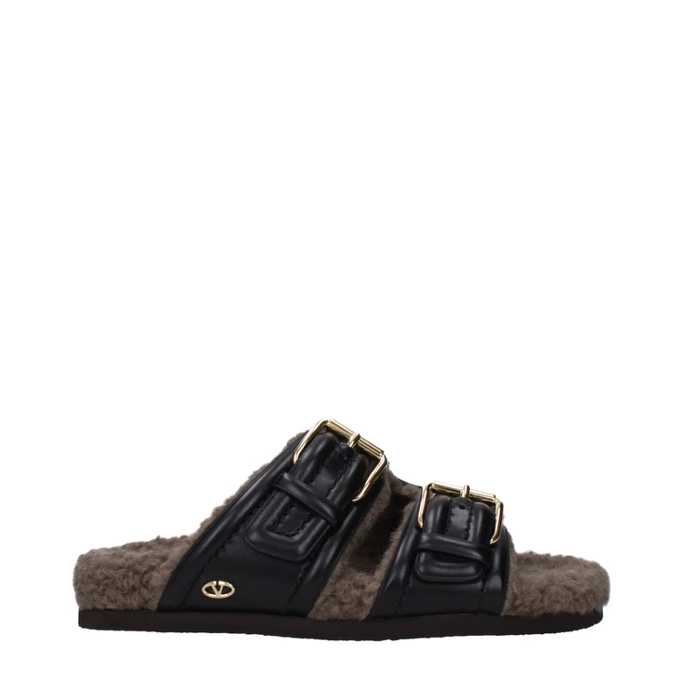 Valentino Garavani Black Leather Slippers - Women