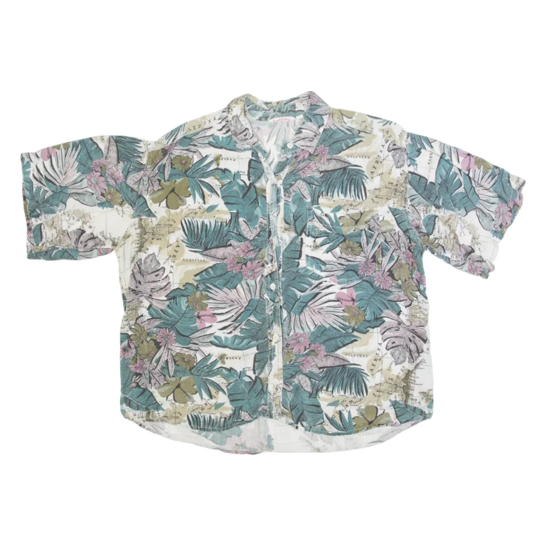 LAST SCENE Womens Shirt Green 90s Floral L