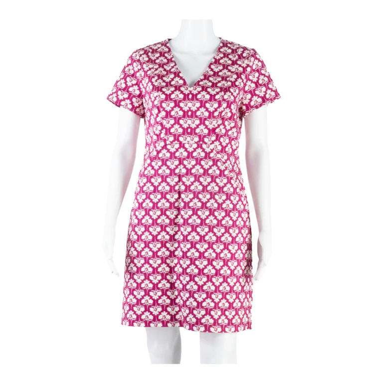 BODEN Womens Day Dress Pink Floral Short Sleeve Knee Length UK 10