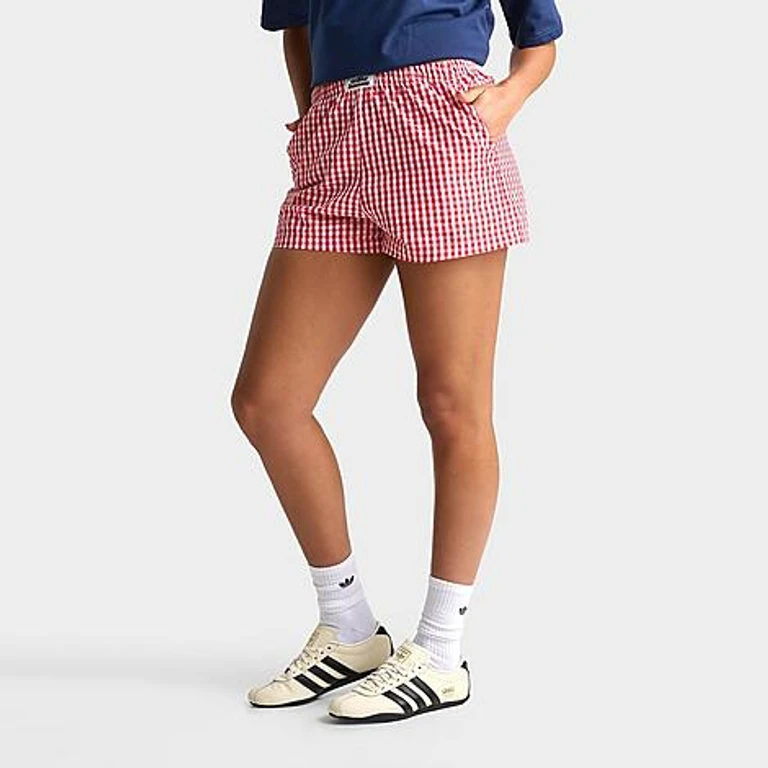 Unlike Humans Women's Gingham Boxer Shorts in Red Size: XS