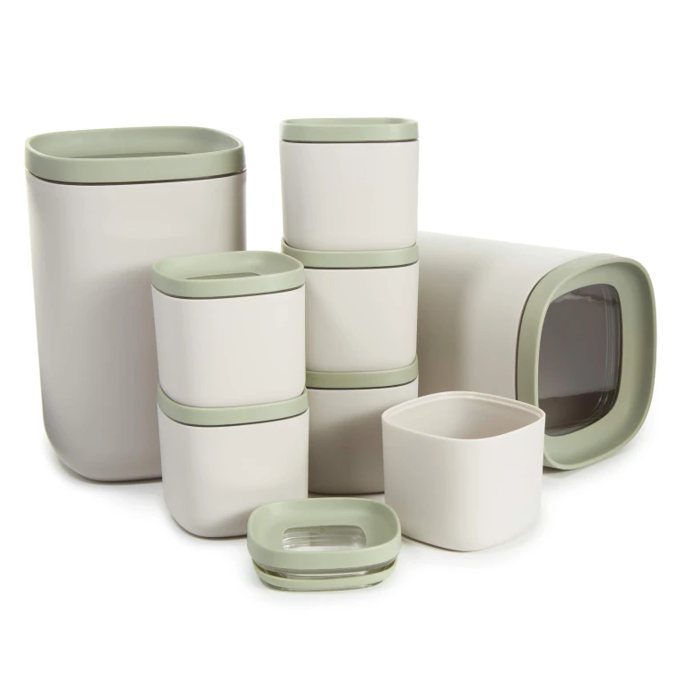 Balance 8Pc Stackable Food Container Set, Moonmist and Sage