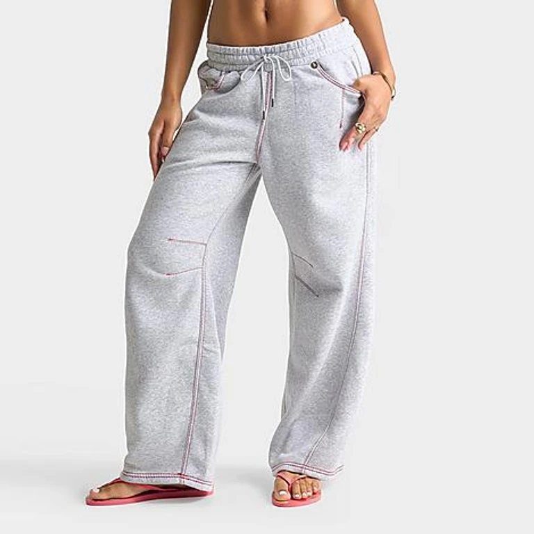 Women's Big T Barrel Sweatpants in Heather Grey Size: XS