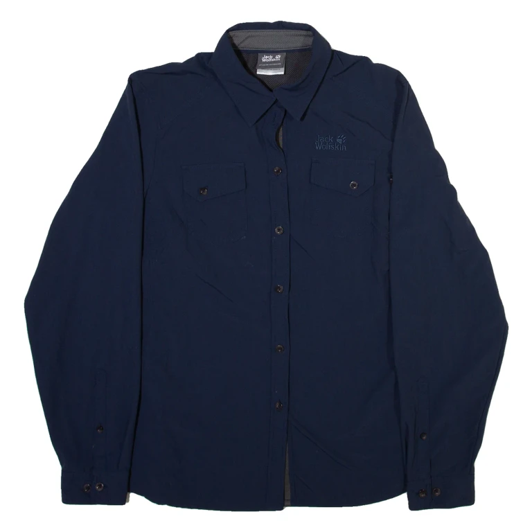 JACK WOLFSKIN Womens Plain Shirt Blue Long Sleeve M