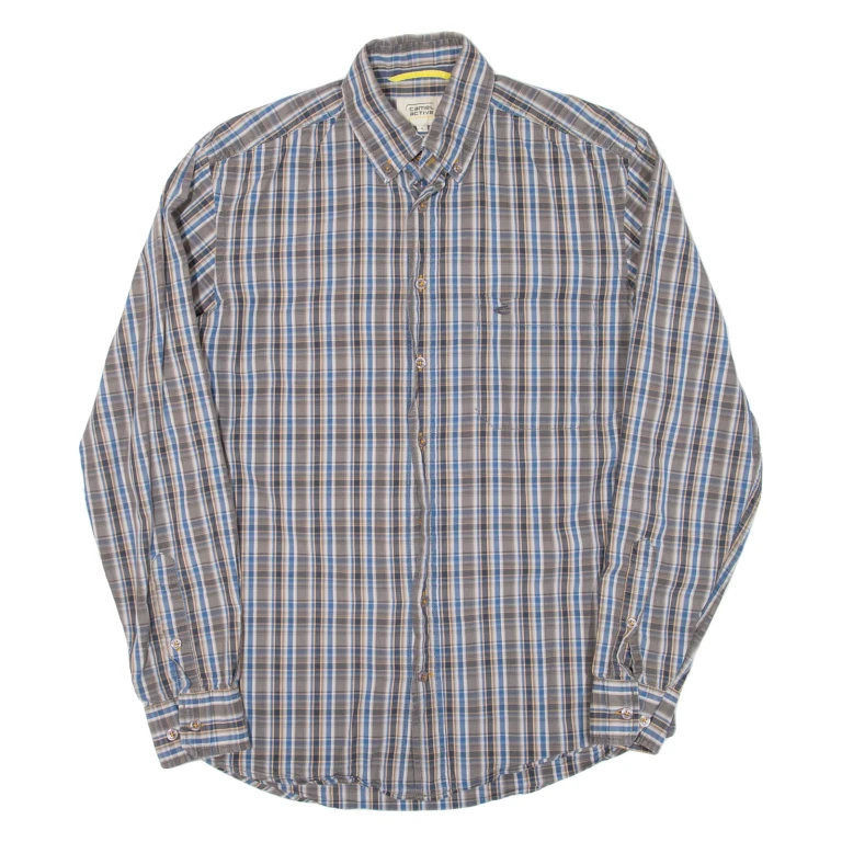 CAMEL ACTIVE Mens Shirt Blue Check Long Sleeve S