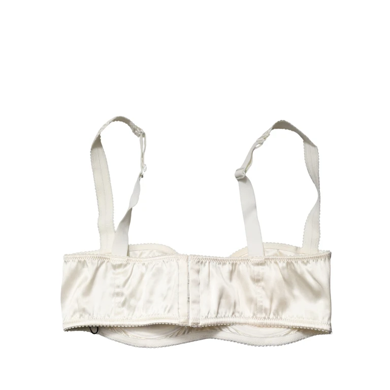Dolce & Gabbana Off White Semi-Pad Underwire Balconette Bra Underwear Elastane Silk Clothing - Women