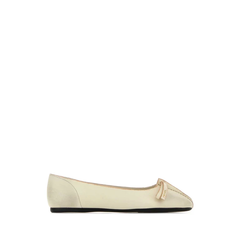 Prada Ivory Leather Ballerinas Talco Ballerine - Women