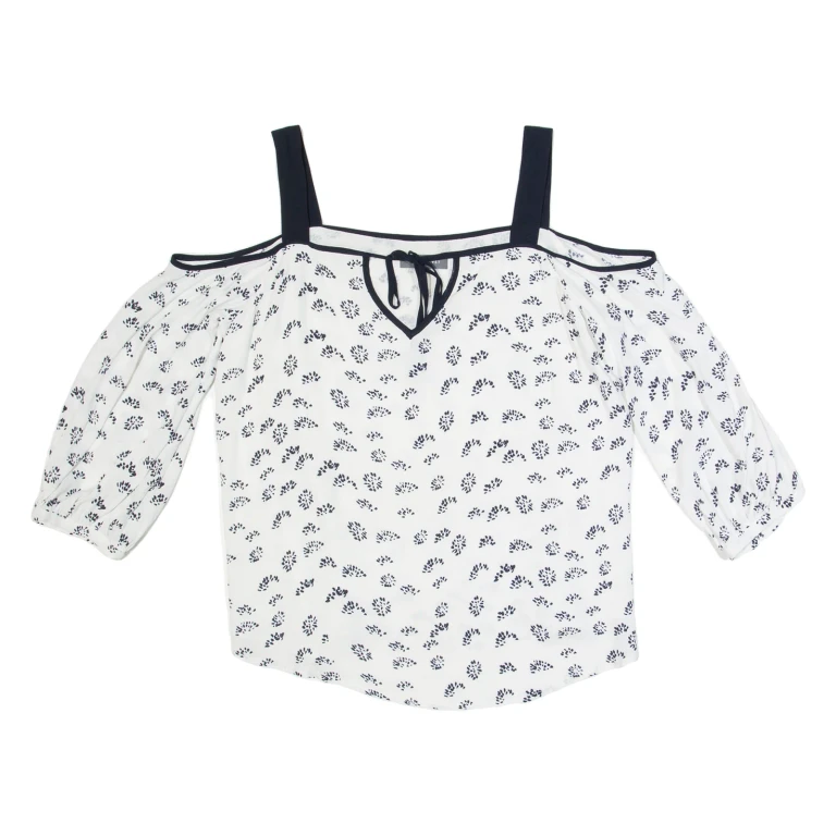 MINT VELVET Womens Printed Top White 3/4 Sleeve Crazy Pattern UK 12