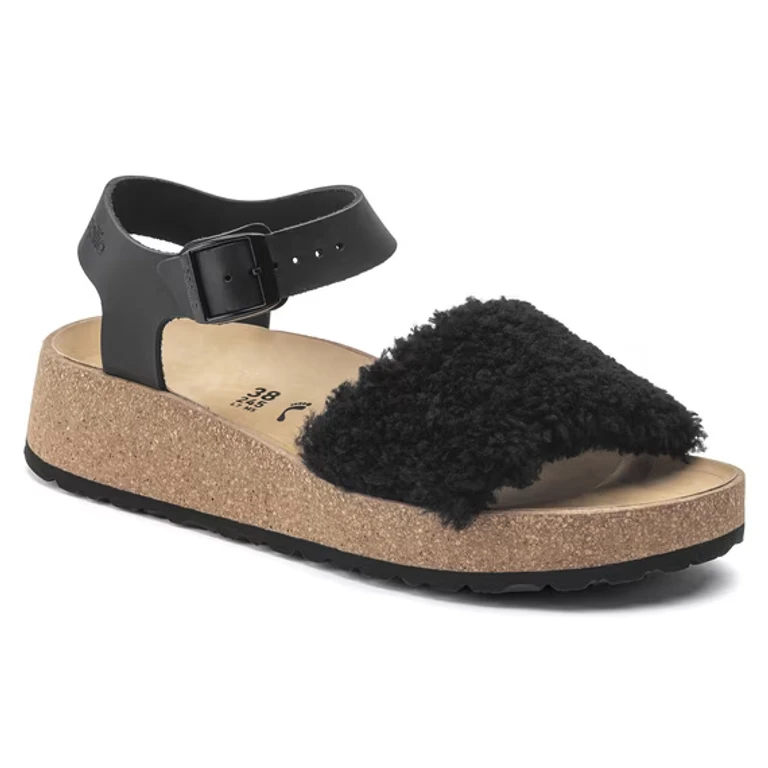 Glenda Natural Leather/ Shearling Teddy Black