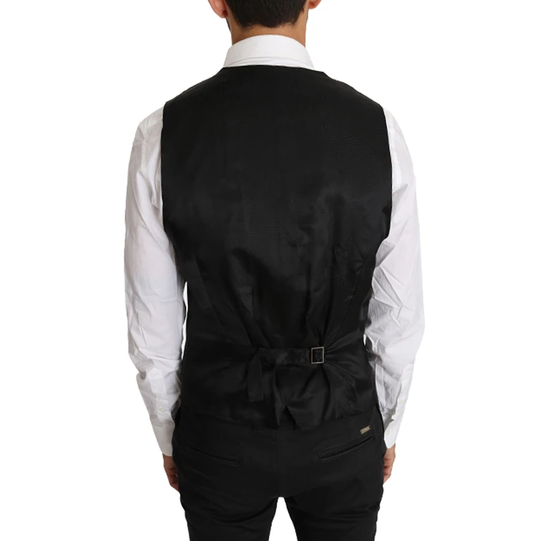Dolce & Gabbana Gray Solid Wool Waistcoat Vest Clothing - Men