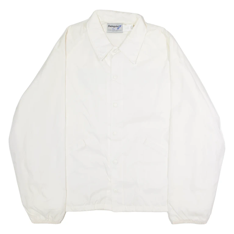 SWINGSTER Ponderosa Homes Of Northern California Mens Coach Jacket White Nylon 90s USA XL