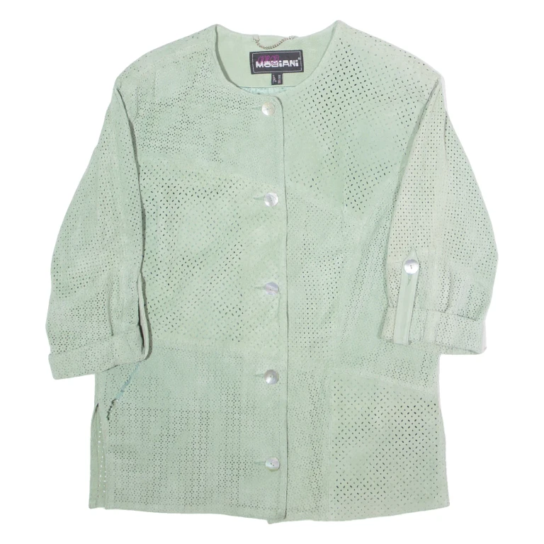 GIORGIO MOBIANI Womens Blazer Jacket Green Leather Suede 90s UK 14