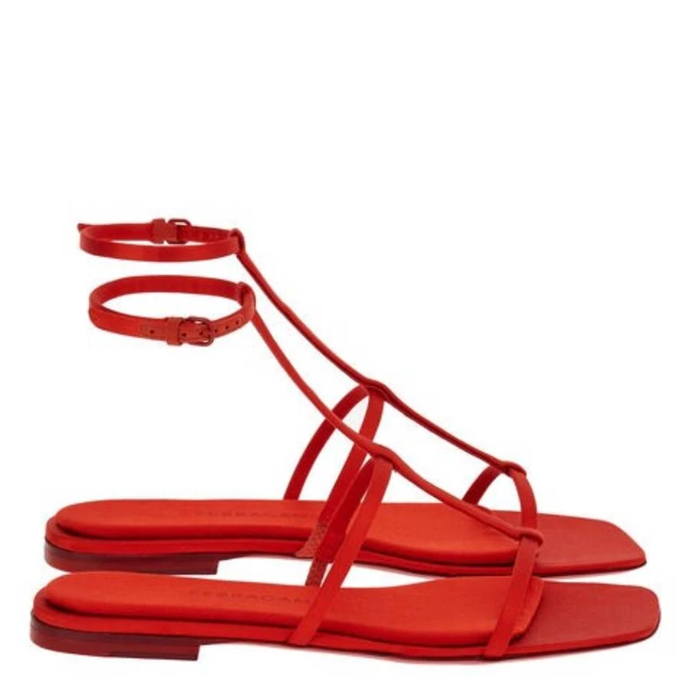 Ferragamo Aglalia Ankle Strap Flat Sandals, Size 7 C