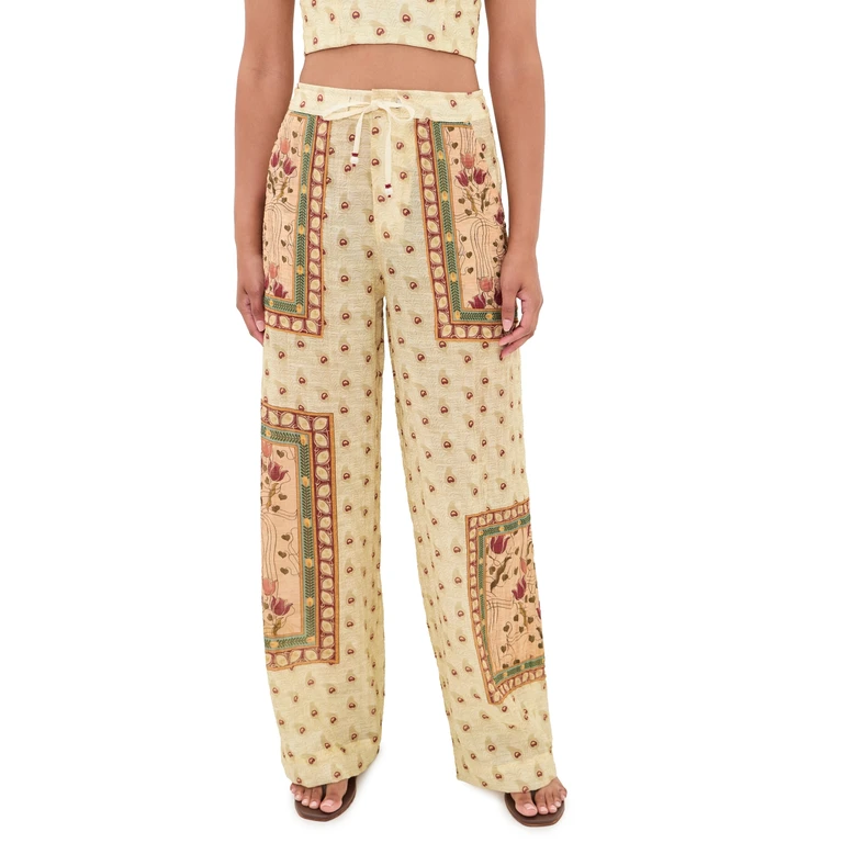 Caroline Plume Embroidered Pants Multicolor S