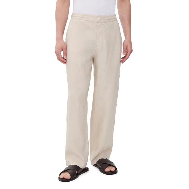 Wax London Glencoe Washed Linen Relaxed Trousers Beige 34