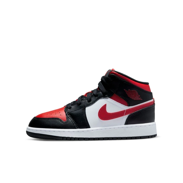 Youth Retro 1 Mid 'Black Fire Red' Gs Sneakers