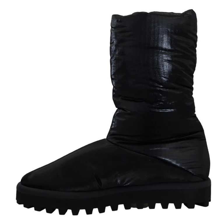 Dolce & Gabbana Black Boots Padded Mid Calf Winter Shoes Polyester - Men