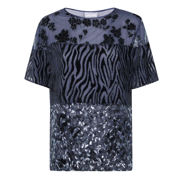 T-Shirt Patchwork "12971 Grey Multicolor"