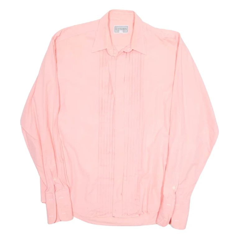 UPTOWN Mens Plain Shirt Pink Long Sleeve L