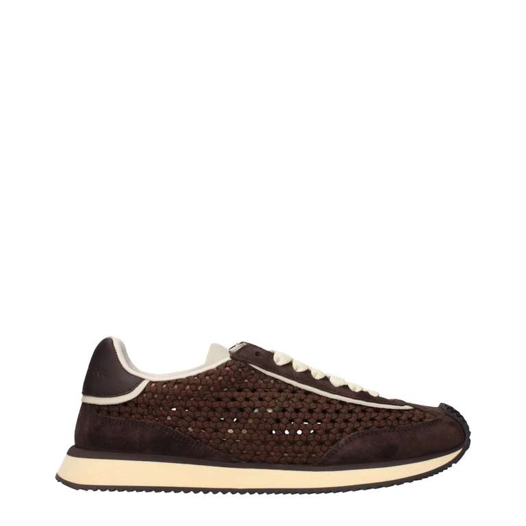 Brown Fabric Low Top Sneakers - Men