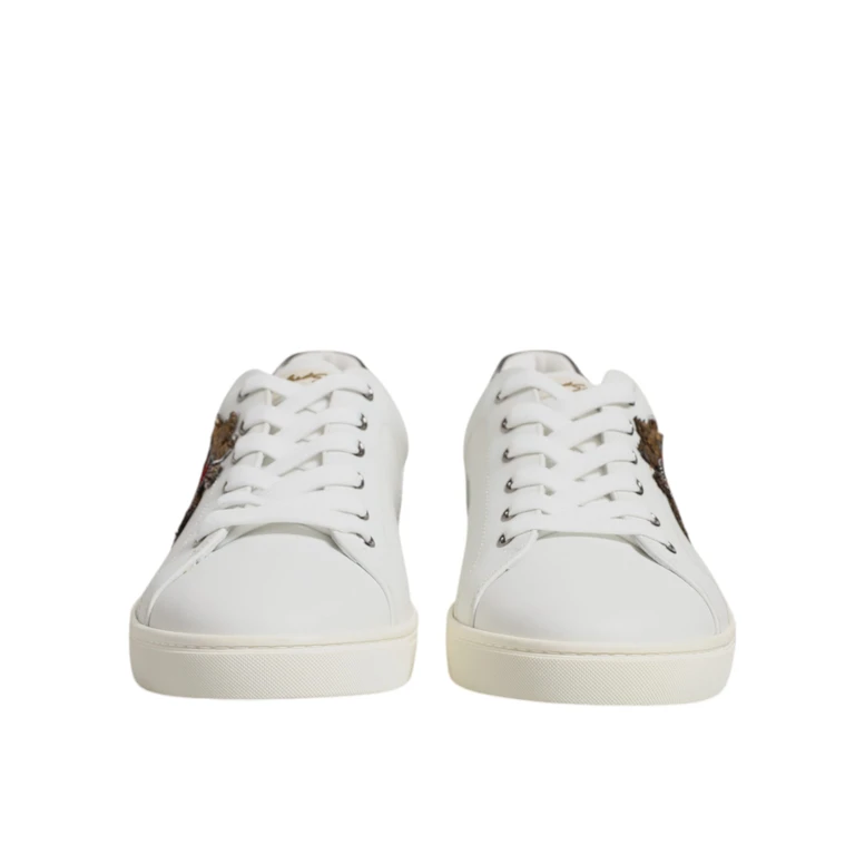 Dolce & Gabbana White Sacred Heart Men Low Top Sneakers Shoes Calf Leather - Men