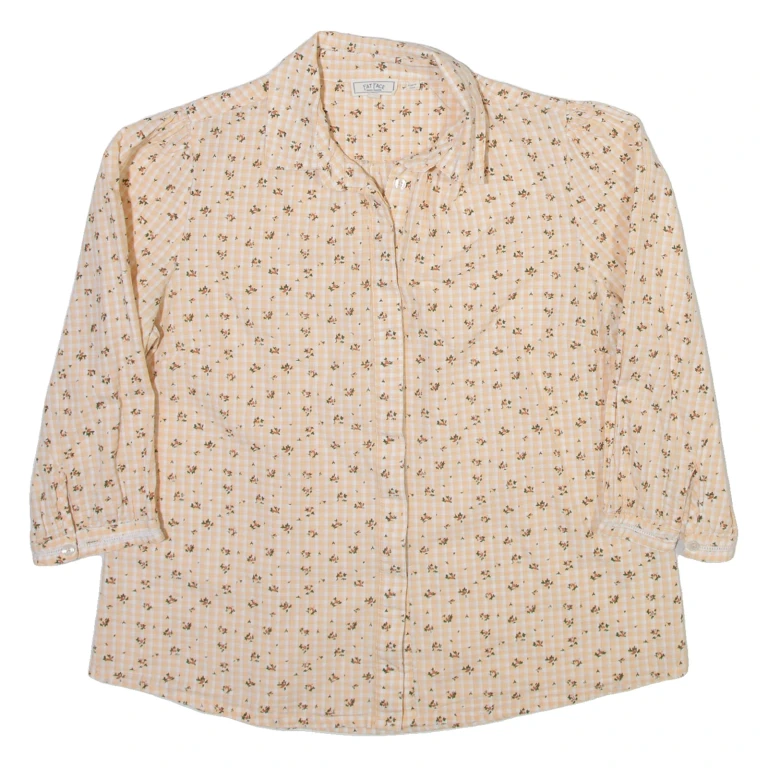 FAT FACE Womens Shirt Yellow Floral 3/4 Sleeve UK 10