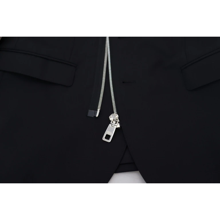 Black Wool Full Zip Long Sleeves Jacket Virgin Clothing - Men