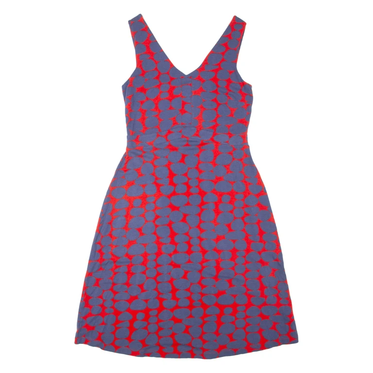 WHITE STUFF Womens Day Dress Red Viscose Spotted Sleeveless Knee Length UK 8