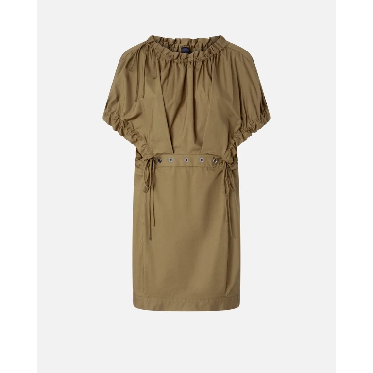 Pinko - Robe courte froncée en popeline avec boutons - XXS