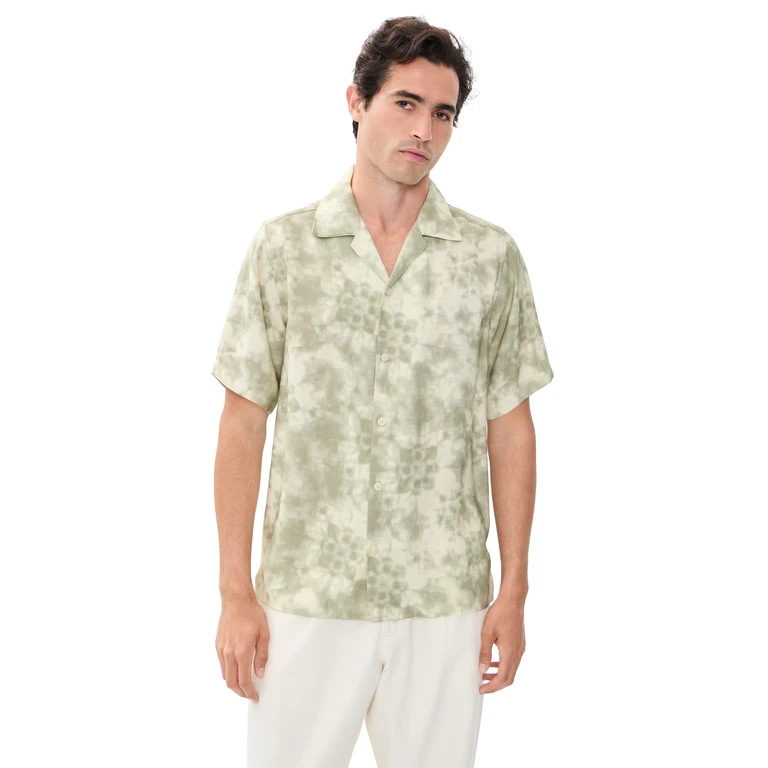 NN07 Julio Printed Camp Shirt Green Print M
